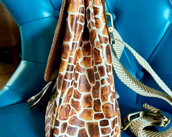 Handcrafted Giraffe Printed Faux and Brown Distressed Real  display picture 3