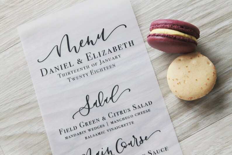 Special Event Dinner Menu Set of 20 Custom Wedding Menus
