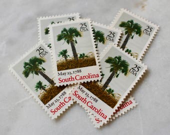 South Carolina Stamps | 10 Unused Vintage Postage Stamps | 25 Cents | 1988