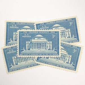 Columbia University Stamps 10 Unused Vintage Postage Stamps 3 Cents 1949 image 1