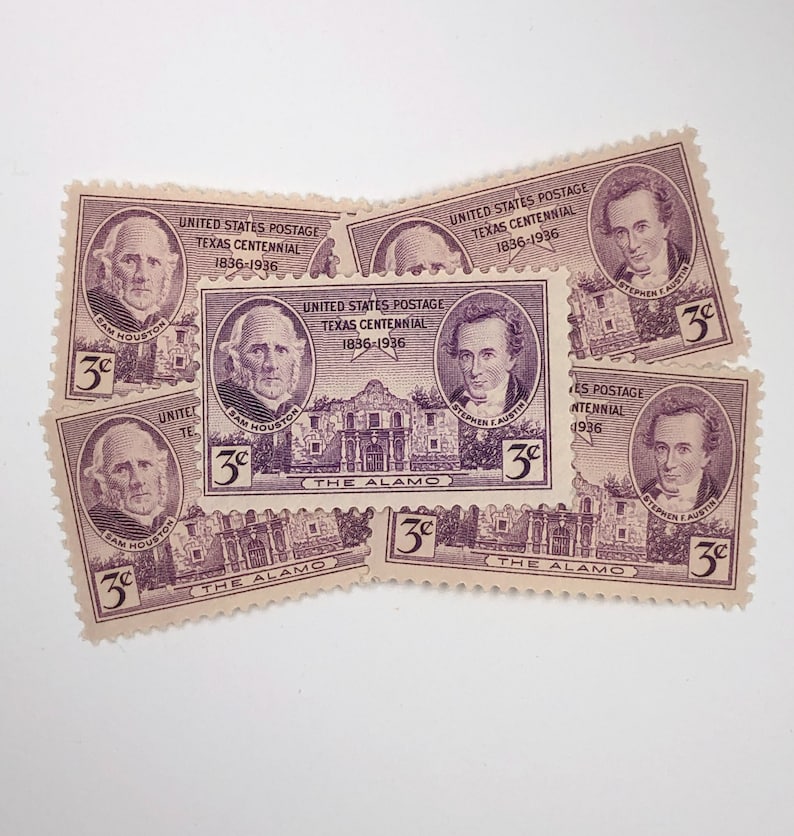 Texas Centennial Stamps 10 Unused Vintage Postage Stamps 3 Etsy
