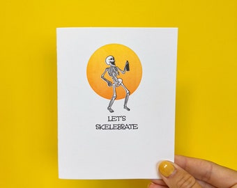 Let's Skelebrate! | Letterpressed Halloween Greeting Card
