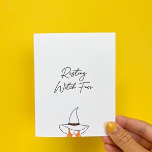 Resting Witch Face Letterpressed Halloween Greeting Card image 1