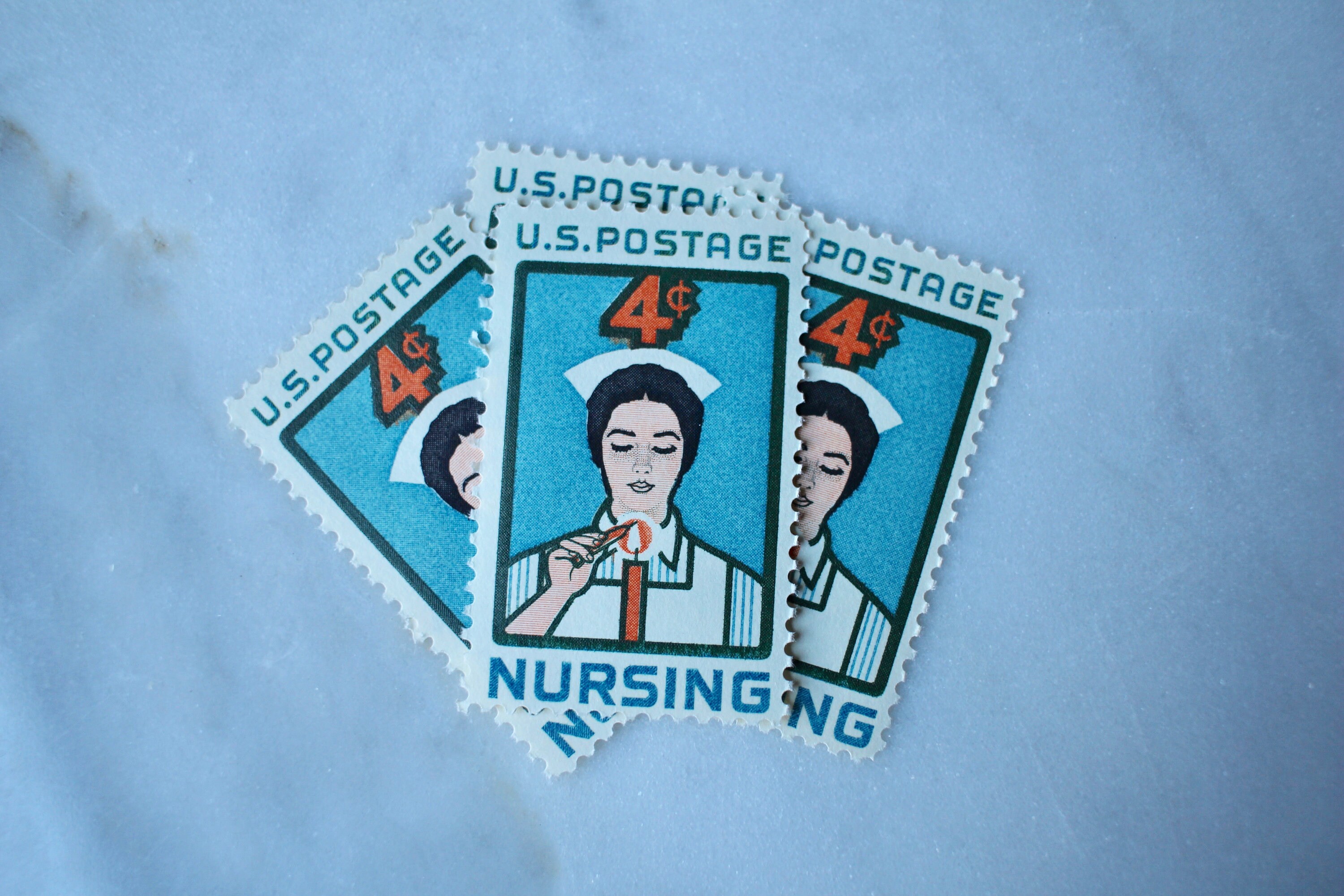 Nursing Stamps 10 Unused Vintage Postage Stamps 4 Cents Etsy