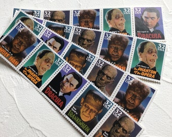 Classic Monster Stamps | 5 Unused Vintage Postage Stamps | 32 Cents | 1997