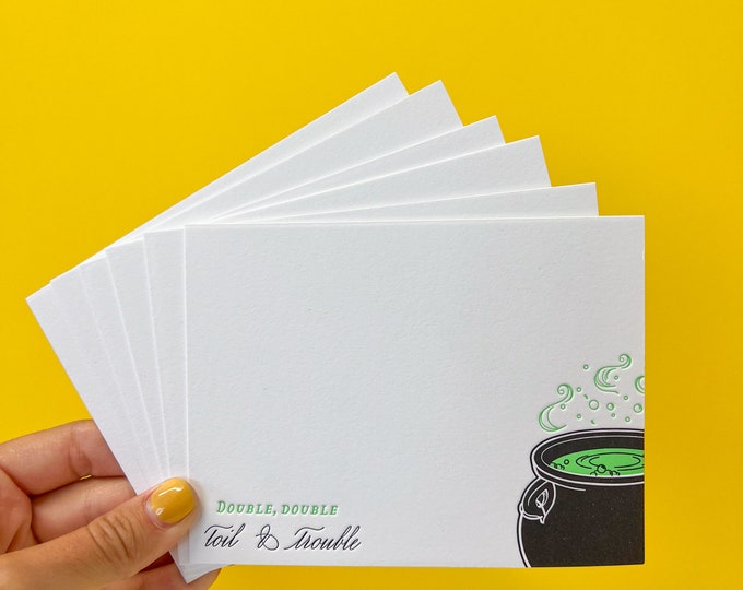 Double Double Toil and Trouble Stationery Set | letterpressed halloween stationery