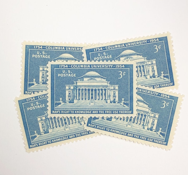 Columbia University Stamps 10 Unused Vintage Postage Stamps 3 Cents 1949 image 1