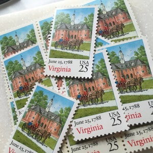 Virginia Postage Stamps 10 Unused Vintage Postage Stamps 25 Cents 1953 image 2