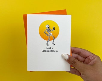 Let's Skelebrate! | Letterpressed Halloween Greeting Card