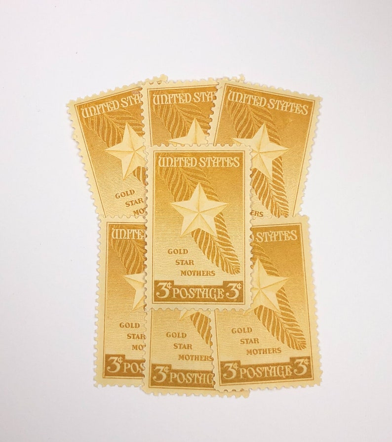 Gold Star Stamps 10 Unused Vintage Postage Stamps 3 Cents Etsy