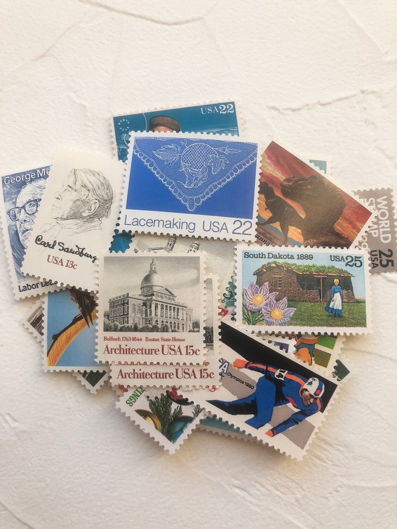 50 UNUSED Vintage Postage Stamps 10 to 29 Cents Extra Etsy