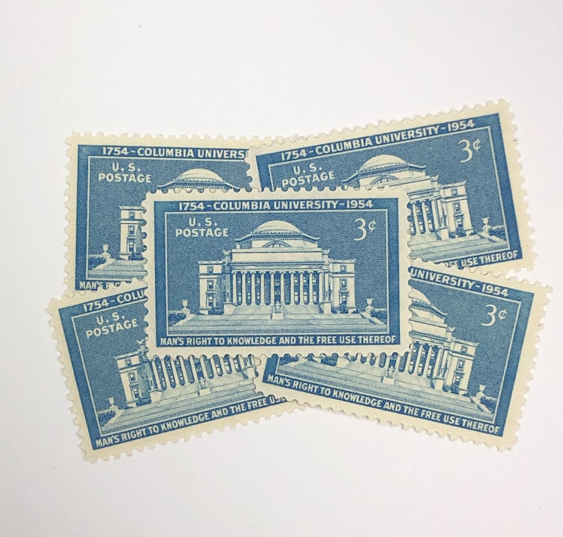 Columbia University Stamps 10 Unused Vintage Postage Stamps 3 Cents 1949 image 3