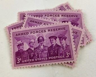 Armed Forces Reserve Stamps | 10 Unused Vintage Postage Stamps | 3 Cents | 1955