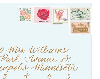 Floral Pink | Vintage Unused Postage Stamps | For 5 Letters | 71 Cents