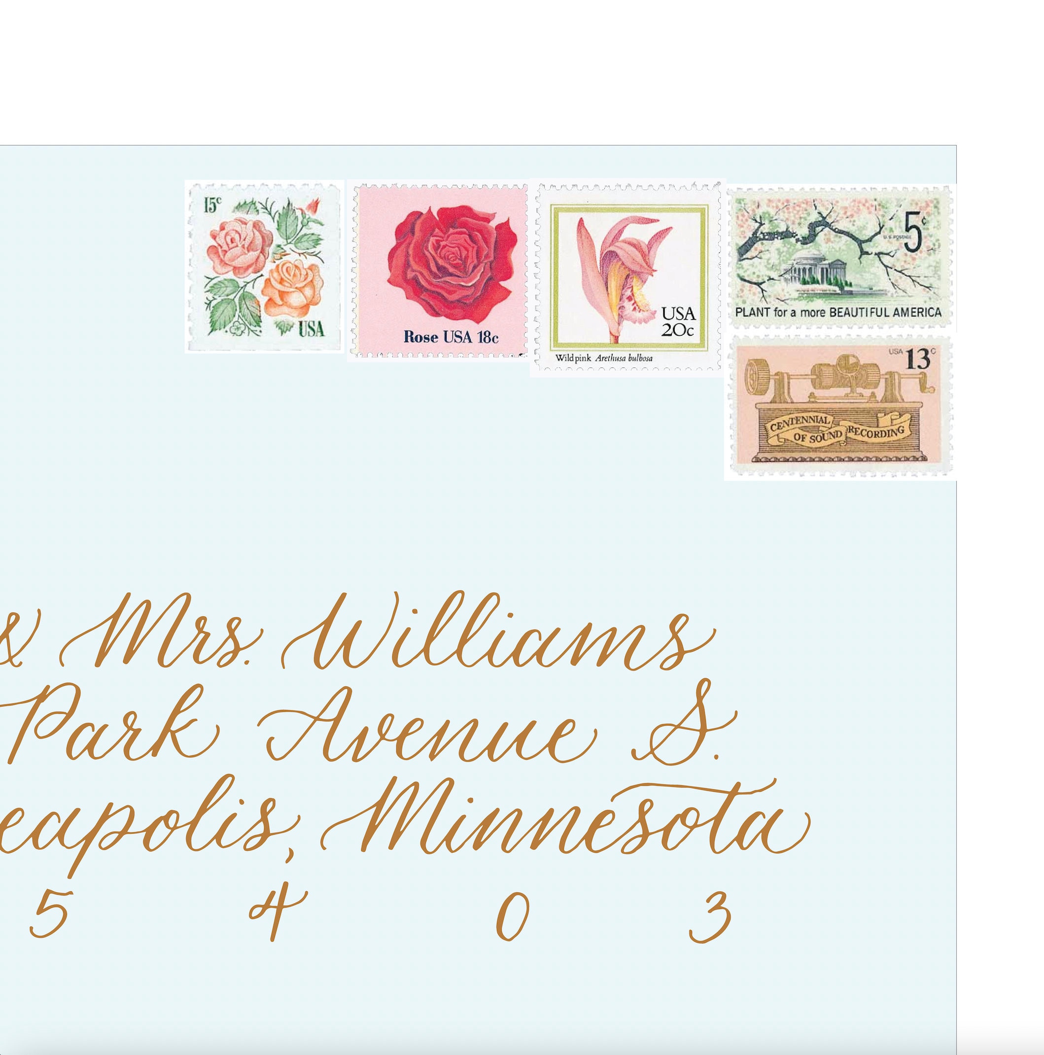 Floral Pink | Vintage Unused Postage Stamps | For 5 Letters | 71 Cents