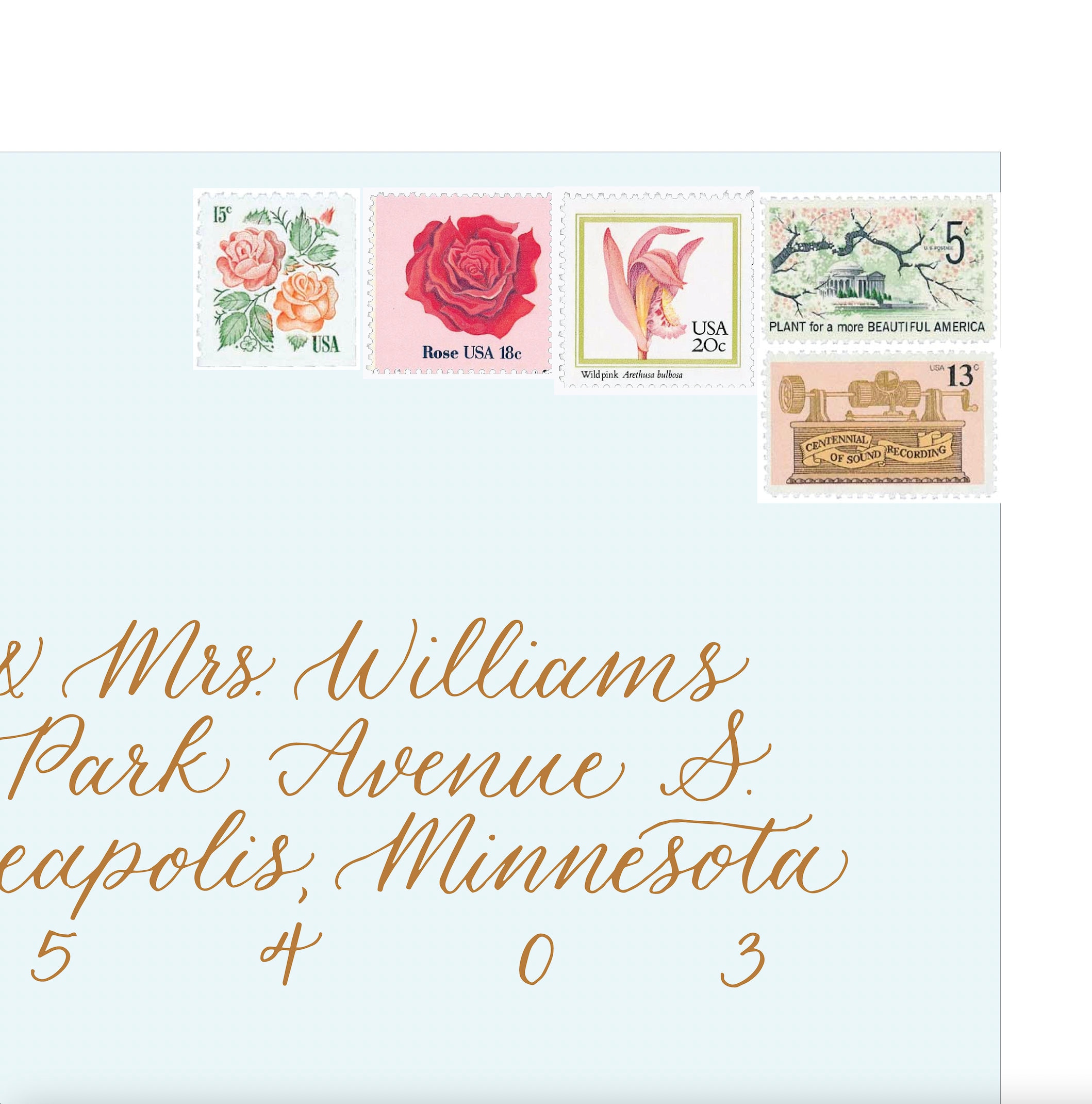 Floral Pink Vintage Unused Postage Stamps for 5 Letters 71 Cents 