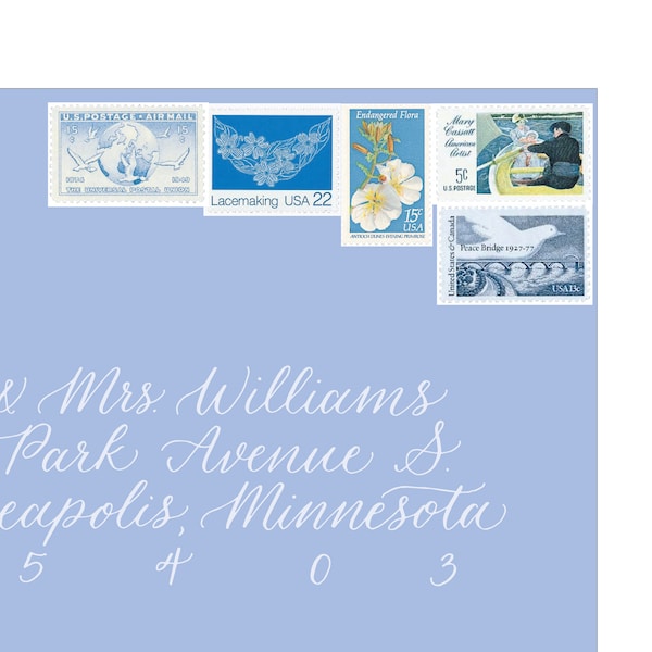 Something Blue | Vintage Stamps | Unused Postage Stamps | For 5 Letters | 70 Cents