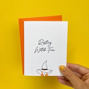 Resting Witch Face Letterpressed Halloween Greeting Card image 2