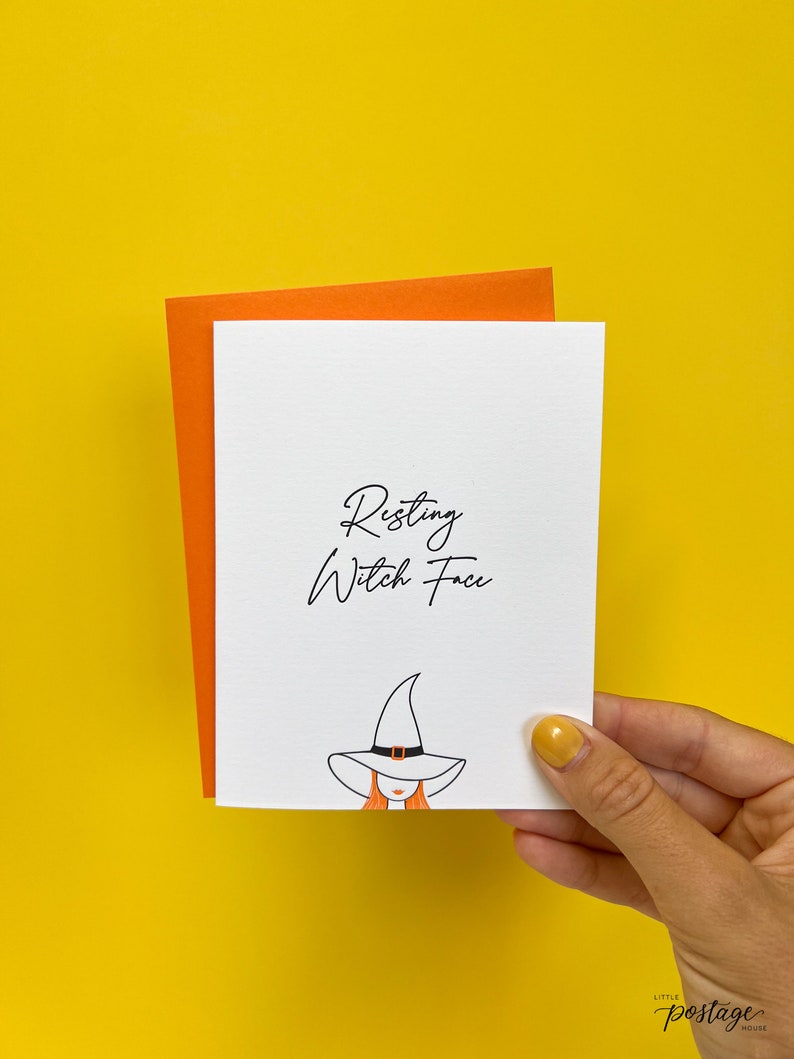 Resting Witch Face Letterpressed Halloween Greeting Card image 2