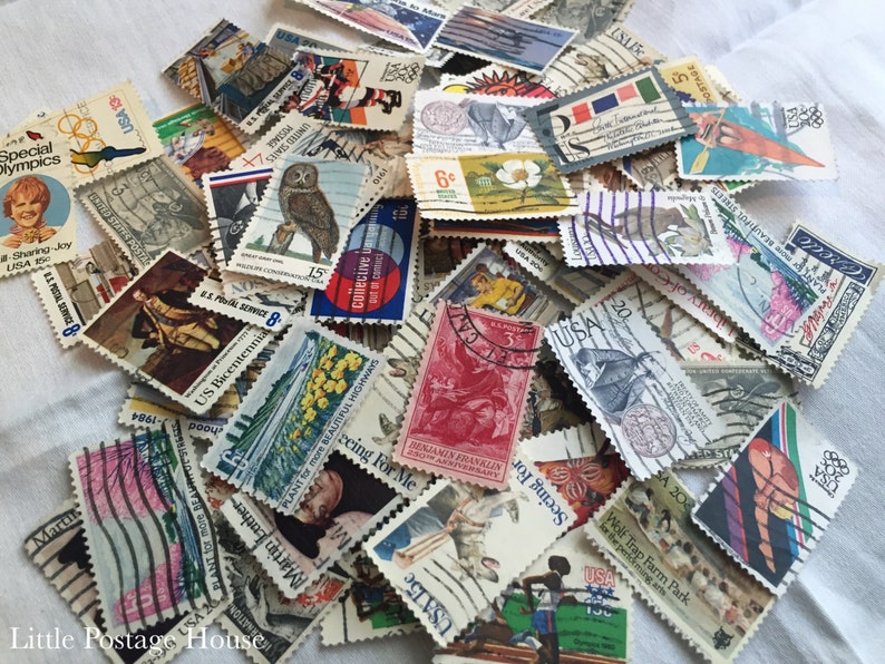 100 USED Postage Stamps Vintage Stamps off Paper Use for Etsy