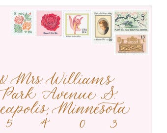 Floral Pink | Vintage Unused Postage Stamps | For 5 Letters | 89 Cents
