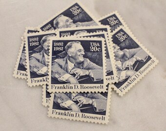 Franklin Delano Roosevelt Stamps | 10 Unused Vintage Postage Stamps | 20 Cents | 1982