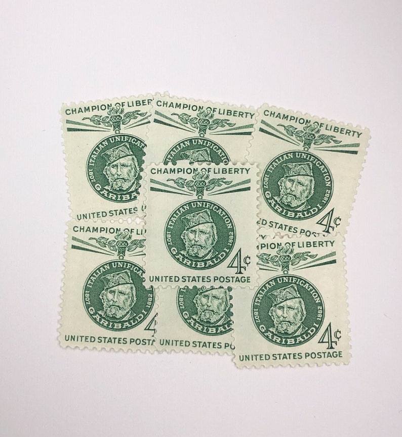 Giuseppe Garibaldi | 10 Unused Vintage Postage Stamps | 4 Cents | 1960 image 1