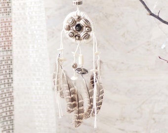 Mini Dreamcatcher, White Cord, Boho Nursery Decor