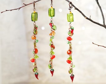 Mini Beaded Suncatcher: Lampwork Pumpkin, Czech Crystal Window Decor
