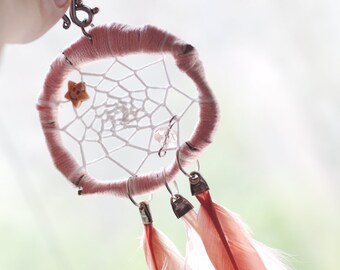 Rose Nursery Dream Catcher: Bohemian Baby Girl Wall Hanging