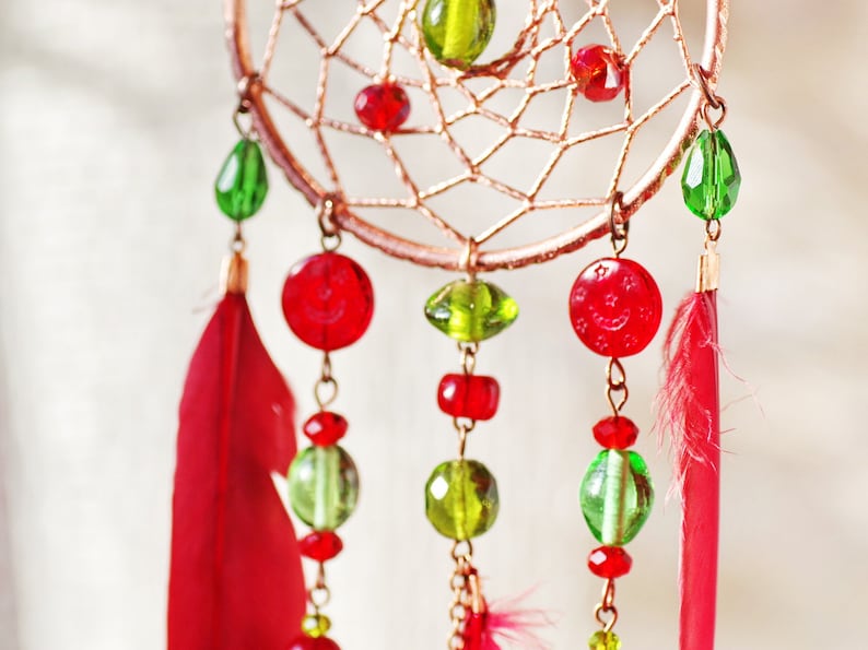 Light catcher in red_dreamcatcher_electroforming_vintage Etsy