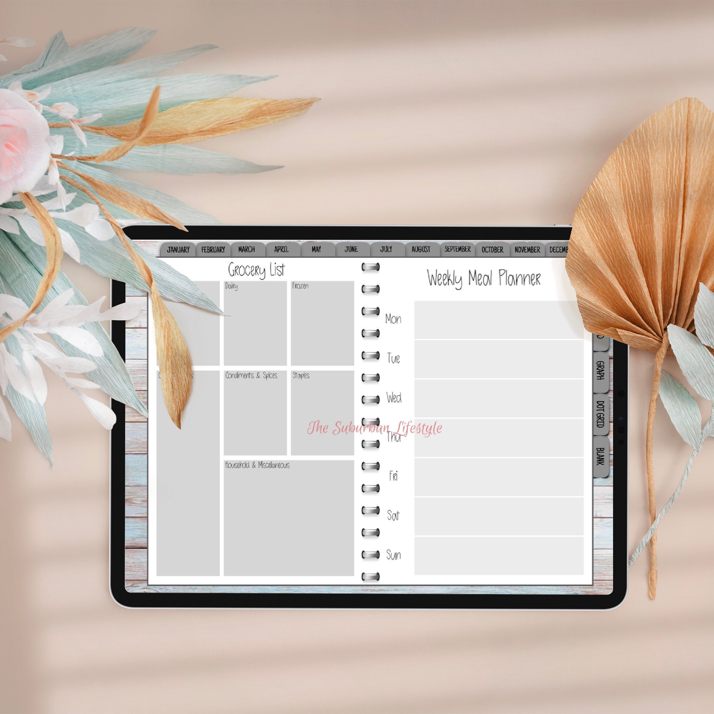 Weekly Meal Planner and Grocery List Digital Planning Insert - Etsy ...