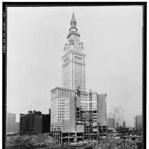 Terminal Tower - Construction - 1927 - Photo - Cleveland - Black and White - Cleveland, OH - Ohio - Skyline - Art - Print - Photograph - OH