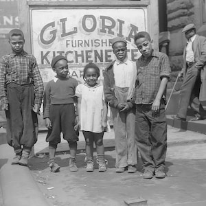Black American History Art Photo Smiling Harlem Children Vintage Street Scene African American Wall Decor Print