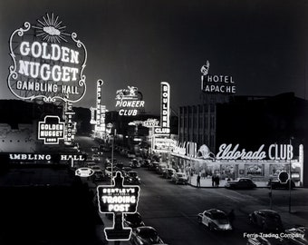 Las Vegas - 1940s - Photo - Golden Nugget - Pioneer Club - Photograph - Picture - Eldorado Club - Vegas - Man Cave - Wall Art - Wall Decor