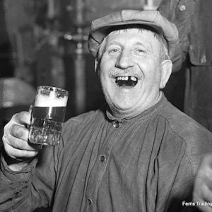 Beer Drinker - Photo - Prohibition - Photograph - 1930s - Worker - Speakeasy - Bar - Brewing - Brewery - Man Cave - Funny - Print Vintage