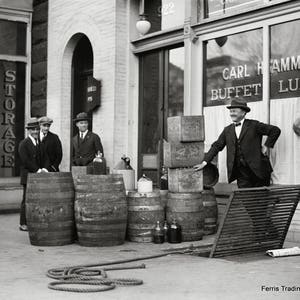 Prohibition Bust - 1930s - Washington, D.C. - Photo - Photograph - Bootlegging - Bootlegger - Whiskey - Tavern - Beer - Man Cave - Print