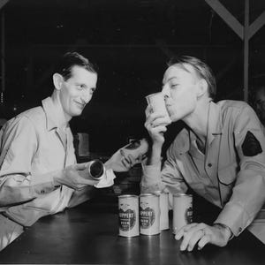 Post Prohibition Wall Art | Vintage Soldiers Enjoying Ruppert Beer | Bar Cart & Home Bar Decor | Military History | U.S. Army Photo