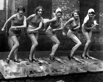 Flappers, Foto de época, Imagen impresa, Década de 1920, Chicas Flapper, Traje de baño, Arte de playa, Foto antigua, Regalo divertido, Feminismo, Pin up, Arte pinup, Decoración