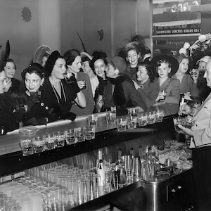 Vintage Ladies at the Bar Photo | Prohibition-Era Wall Art | Retro Speakeasy Decor | Cocktail Lounge Art | Home Bar Print
