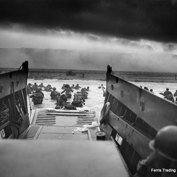 Normandy Invasion - D-Day - Photo - 1944 - Operation Overlord - WWII - Photograph - WW2 - Print Vintage