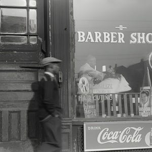Barber Shop Photo for Decor Vintage Harlem New York Wall Art Black American History Man Cave Gift Coca-Cola Sign 1930s Barbershop Poster