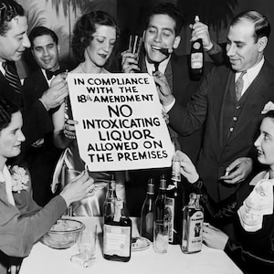 Prohibition Era Speakeasy Party - Vintage 1930s Photo, No Liquor Sign, Alcohol Ban Celebration, Wall Decor DIGITAL DOWNLOAD