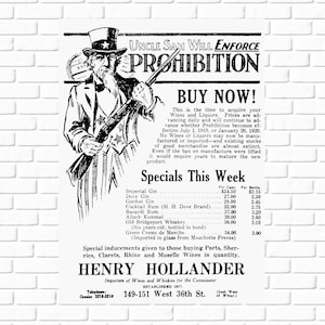 Prohibition Photo, Sign, Bar Cart Decor, Home Brewery, Pub Art, Beer Gift
