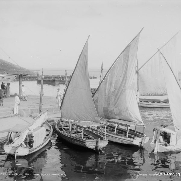 San Juan - Puerto Rico - Sailboats - 1906 - Photo Vintage