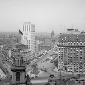Detroit Skyline Print: 1910 Vintage Michigan Photograph