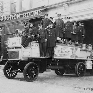 FDNY - 1908 - Photo - New York City Fire Department - Photograph - NYC - Picture - Print - Firefighters - Firemen - Man Cave Vintage