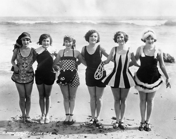 Beach House Decor Photo Flapper Girls Swimsuits Picture | Etsy