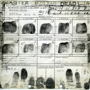 Al Capone Fingerprint Card - Rare Chicago Mafia History Print