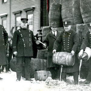 Police Destroying Liquor Bar Decor Prohibition Speakeasy Wall Art Vintage 1920s Brewery Photo Print